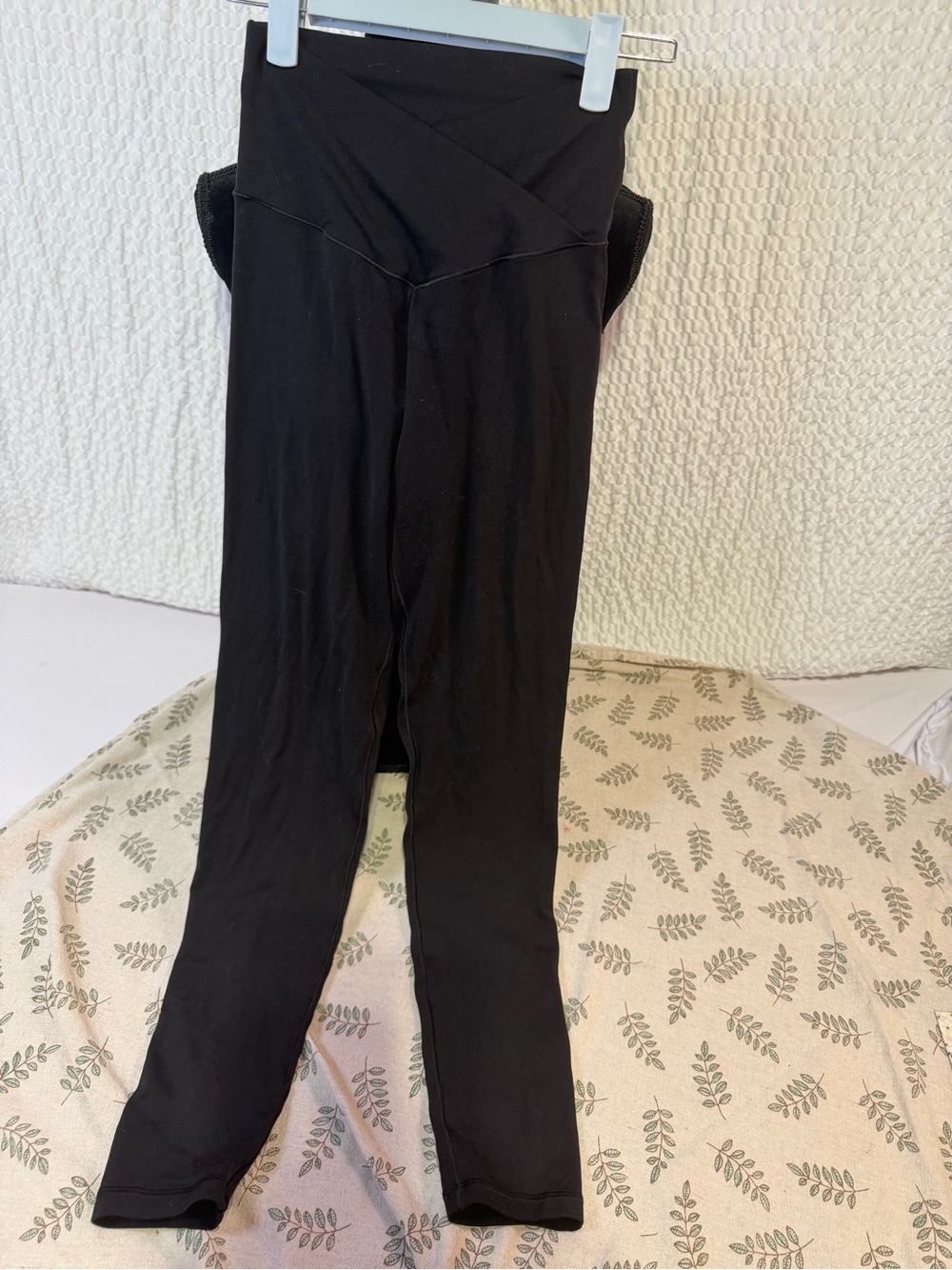 aerie Black Maternity Leggings with Cross-Over Waistband
